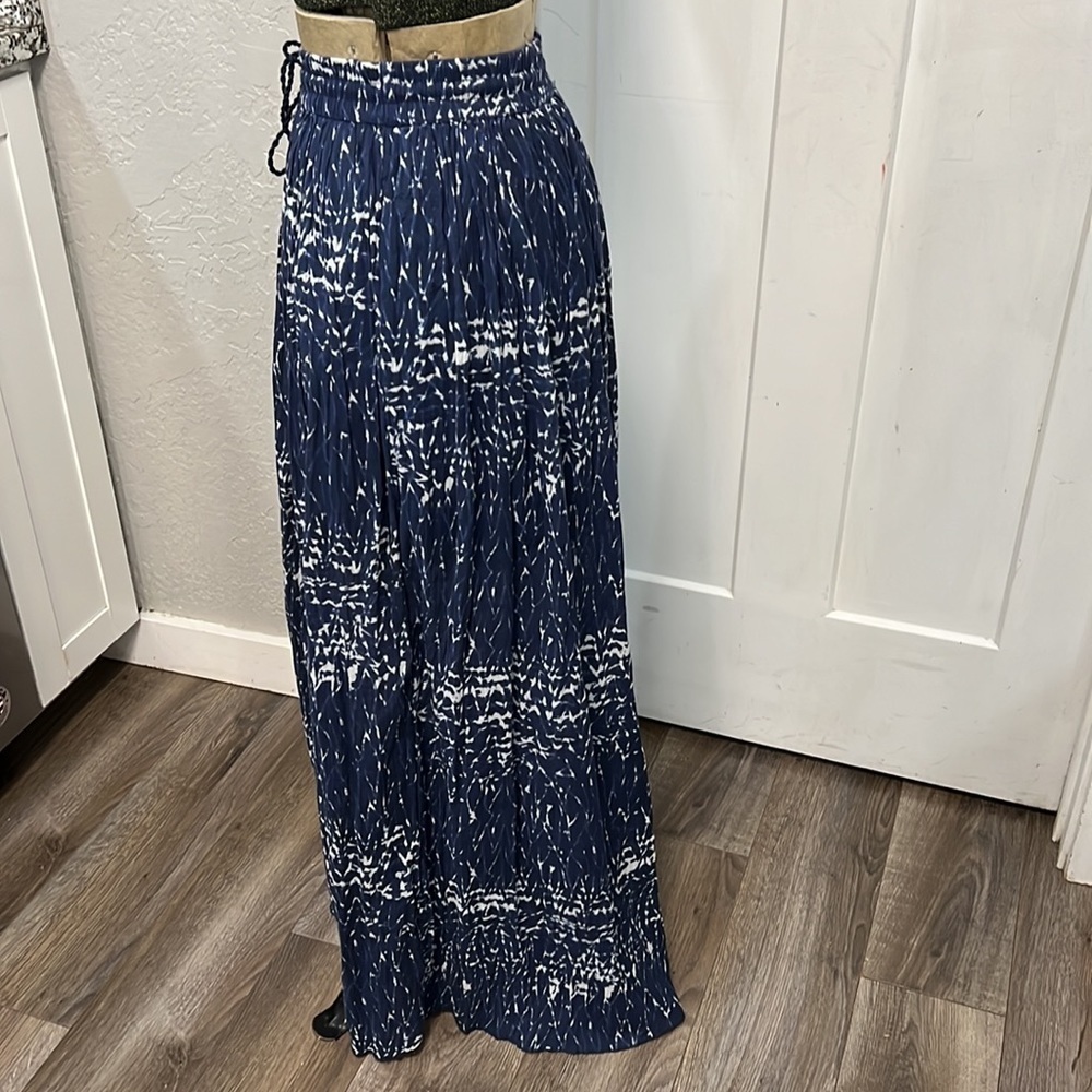 Y2K ABERCROMBIE & FITCH BOHO COTTON MAXI SKIRT BLUE & WHITE SIZE SMALL
